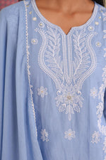 Powder blue chikankari farshi salwar full suit set