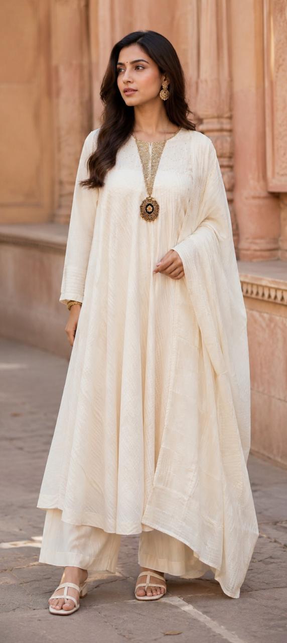 Premium cotton designer Anarkali suit set