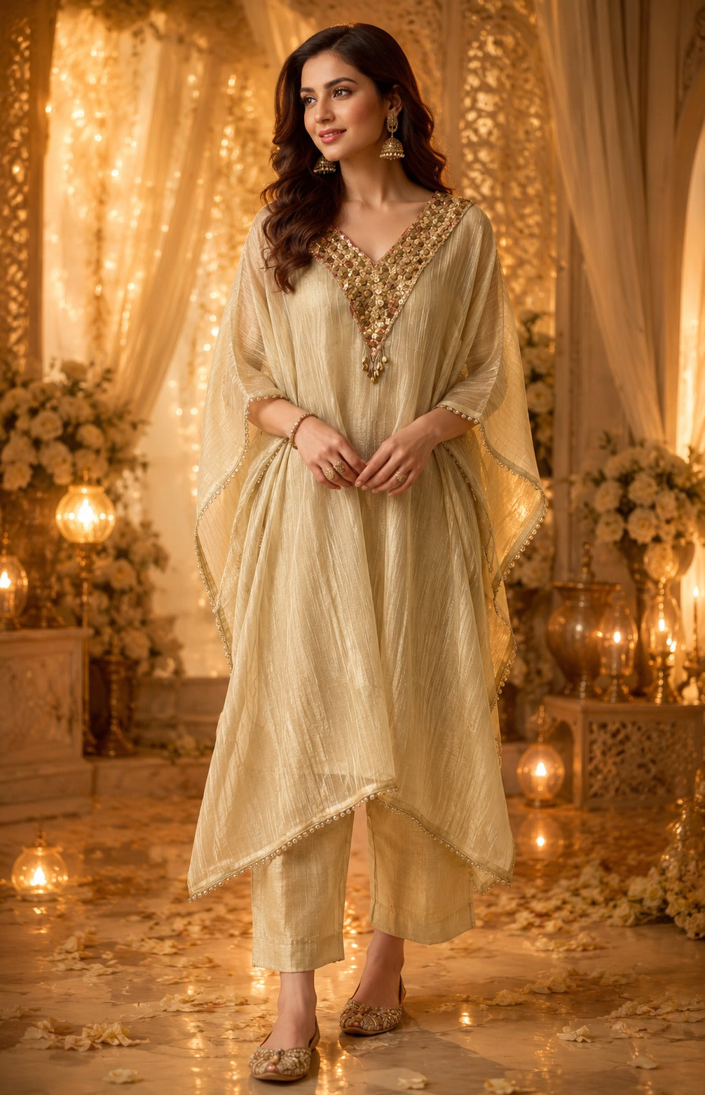 Super pretty crush tissue kaftan set with inner