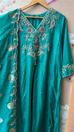 Premium Russian silk with zari and pearl detailing suit set