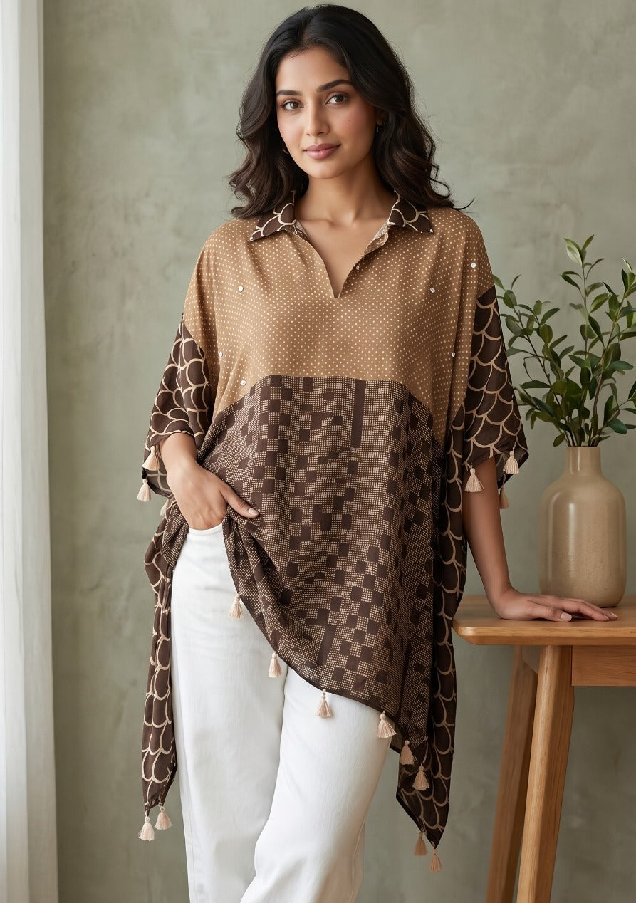 Wow ajrakh crepe kaftan top