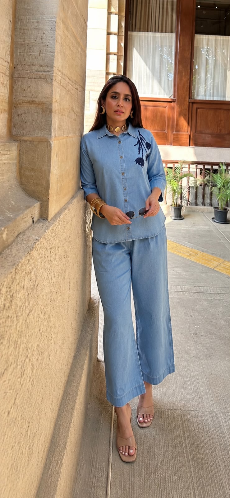 Super smart embroidered denim cotton co ord