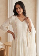 Pretty Mul chanderi with pretty handwork suit set