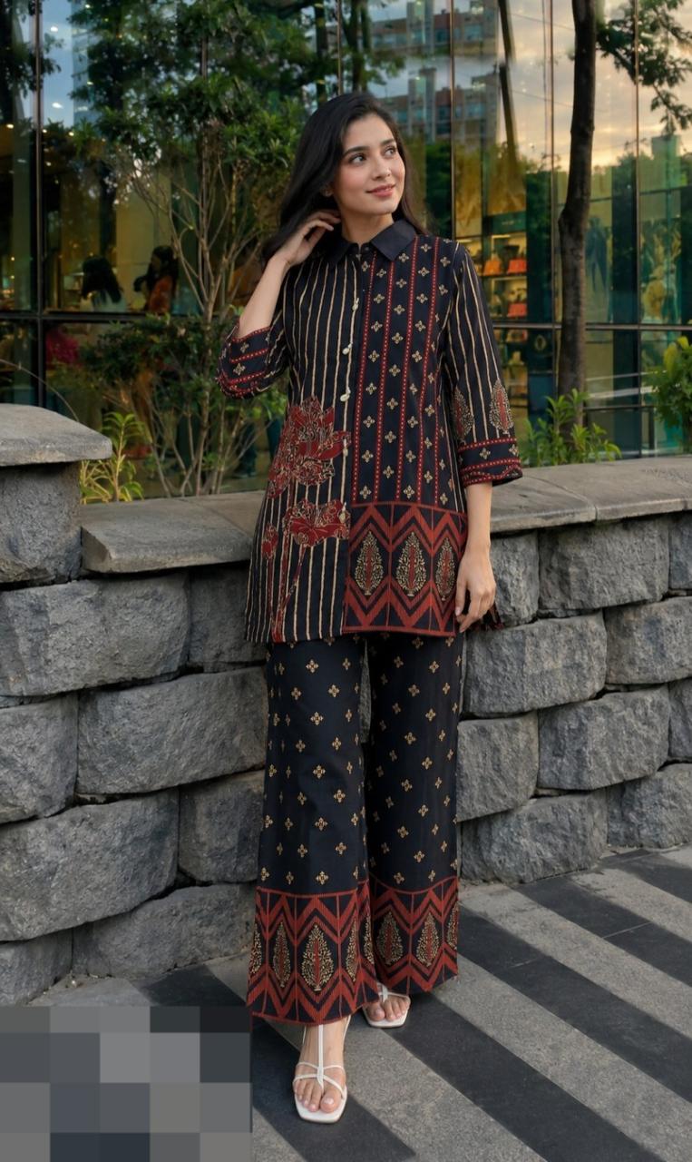Pure Mul silk with lining co ord