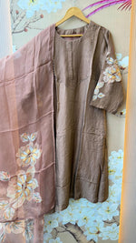 Dola silk designer full suit set in brown
