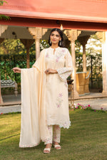 Designer front n back embroidered suit set in cotton
