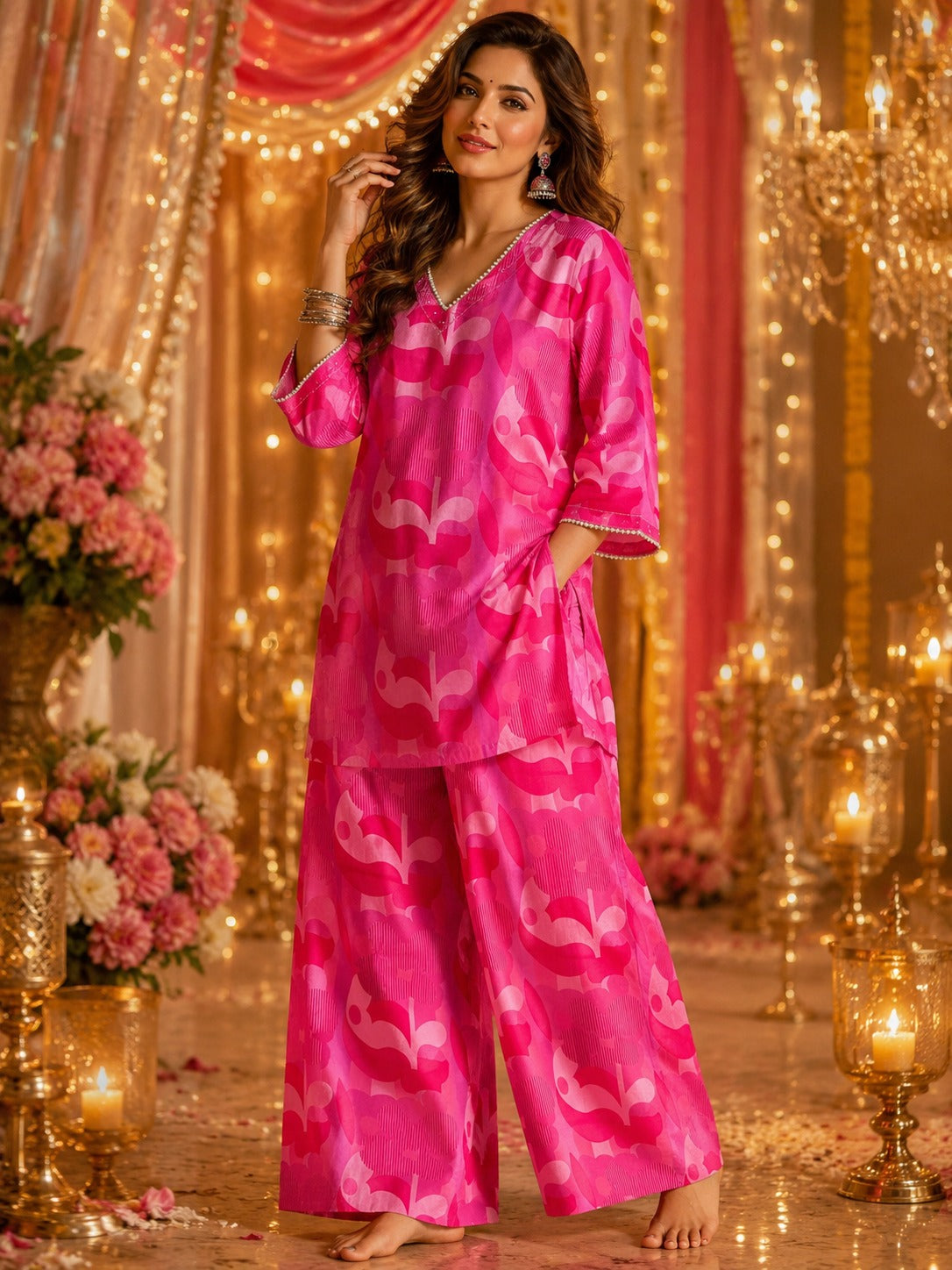 Pretty cotton pearl detailing farshi salwar co ord