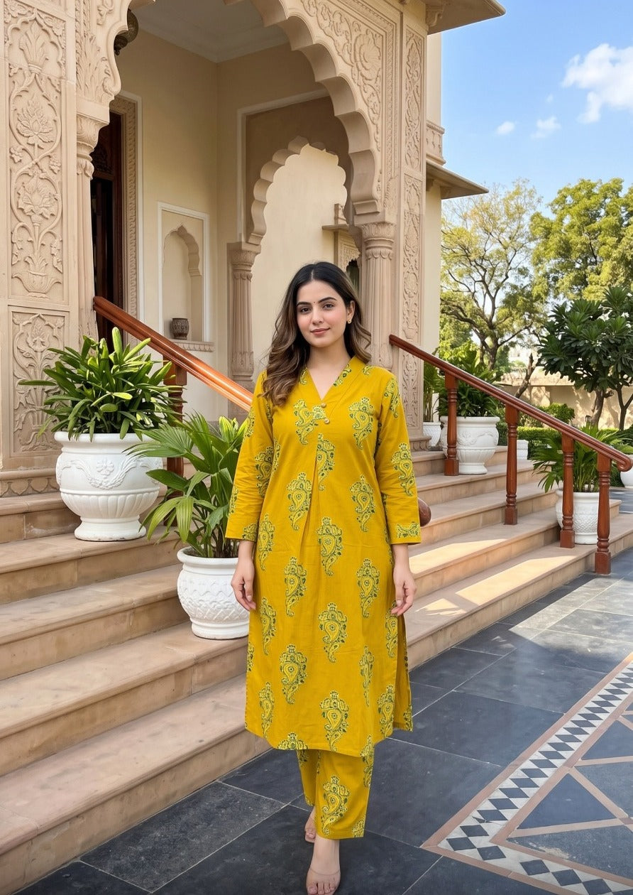 Wow cotton yellow co ord