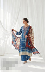 Chequered Mul silk suit set