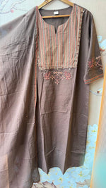 Pretty cotton ajrakh highlighted with katha suit set