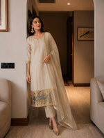 Super pretty zari detailing chanderi silk suit set