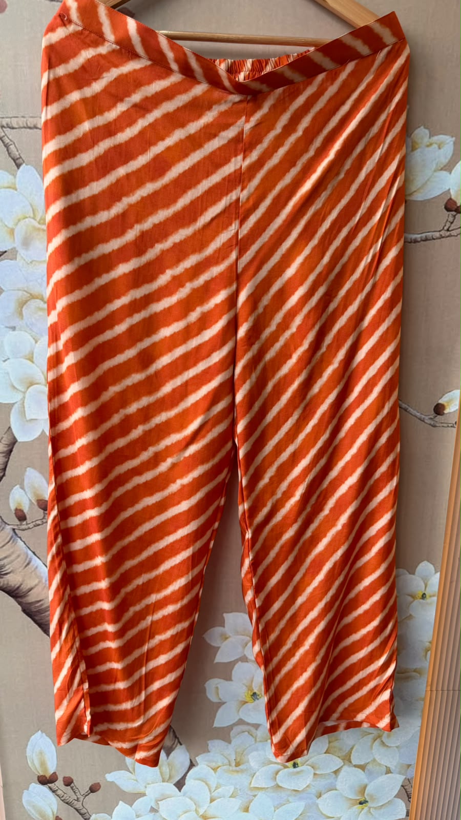 Super soft pure muslin lehariya co ord in orange