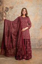Super pretty wine colour skirt set