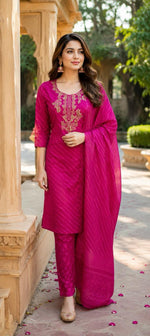 Pink lehariya bandhani full suit set