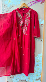 Super pretty red cotton embroidered suit set