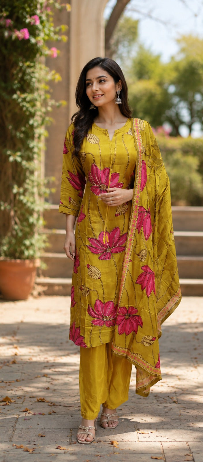 Russian silk pretty hand work detailing suit set
