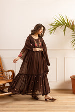 Pure Mul cotton embroidered Anarkali full suit