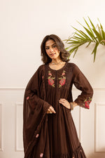 Pure Mul cotton embroidered Anarkali full suit