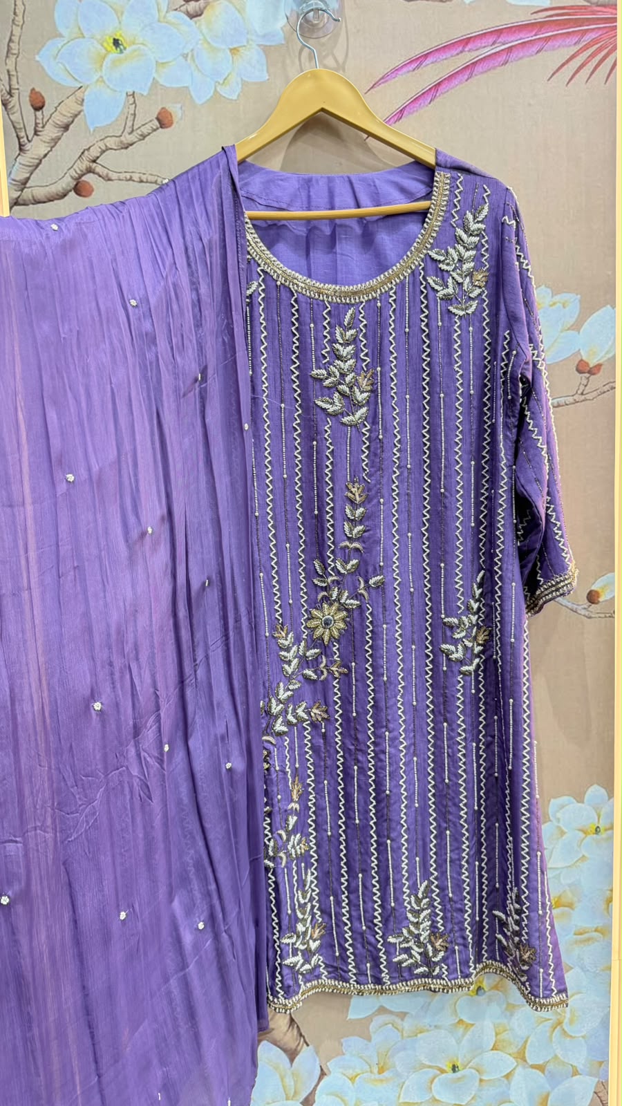 Premium chinon handwork sharara set