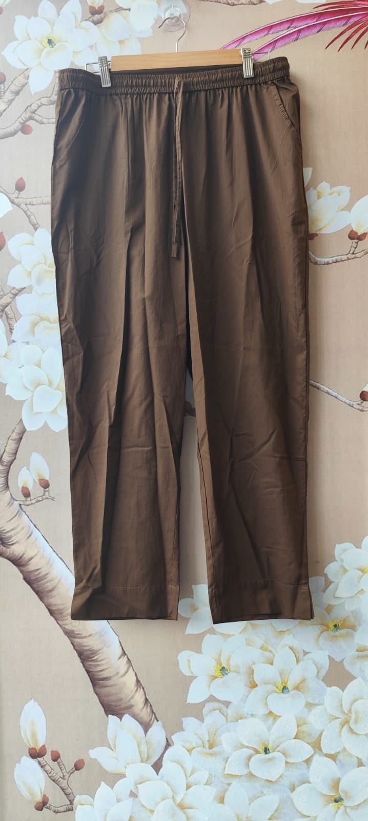 Pure cotton embroidered suit set in brown