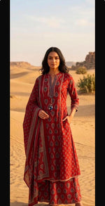 Super smart cotton ajrakh plazzo suit set