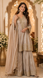 Super pretty zari embroidered sharara suit set