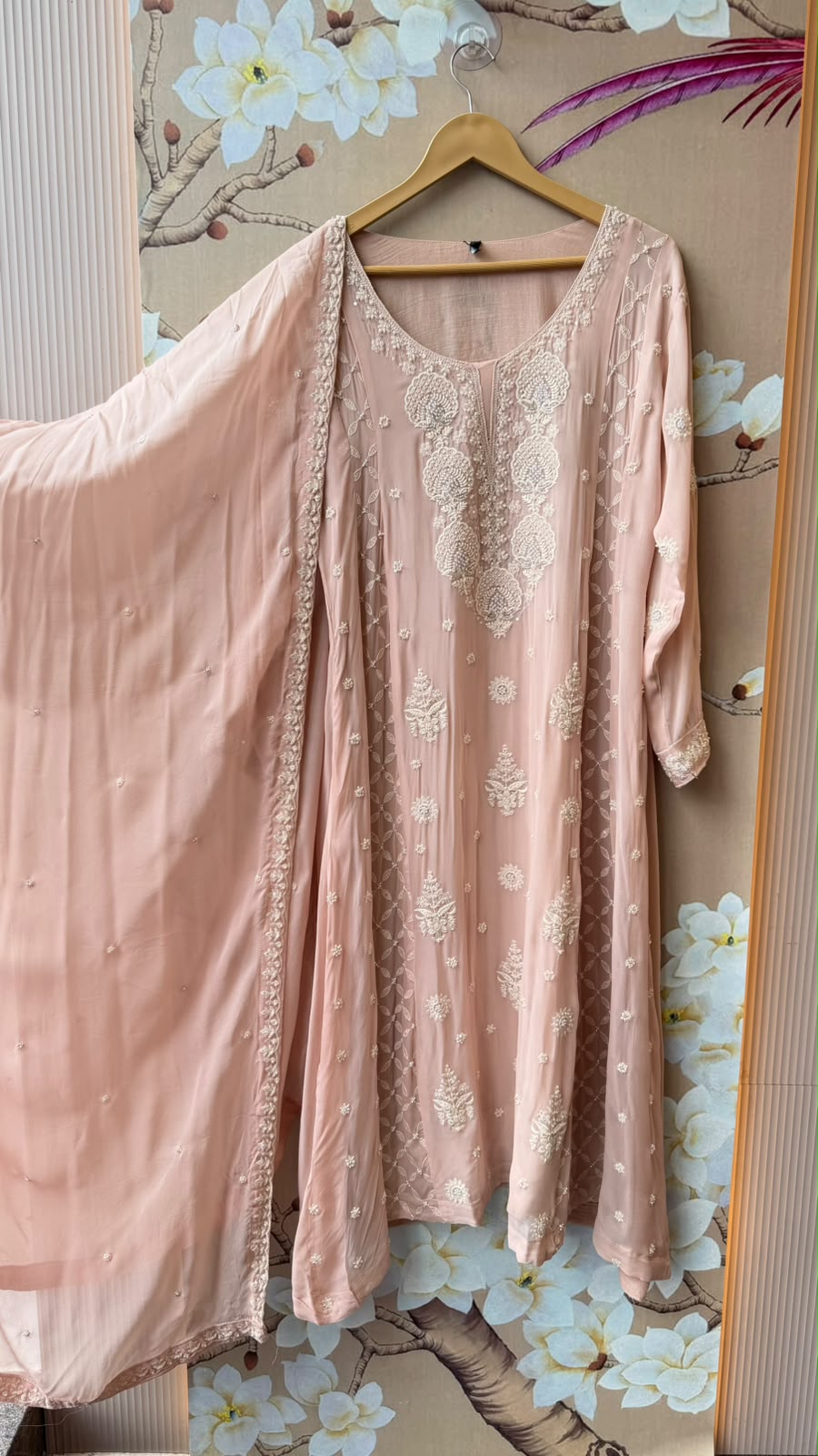 Premium georgette pearl work plazzo suit