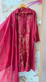 Pure cotton fully embroidered plazzo pant suit set