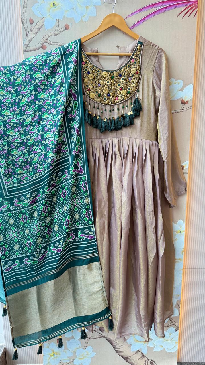 Premium designer Patola dupatta tissue suit set