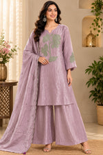 Super pretty applique tissue suit set paired with plazzo pant