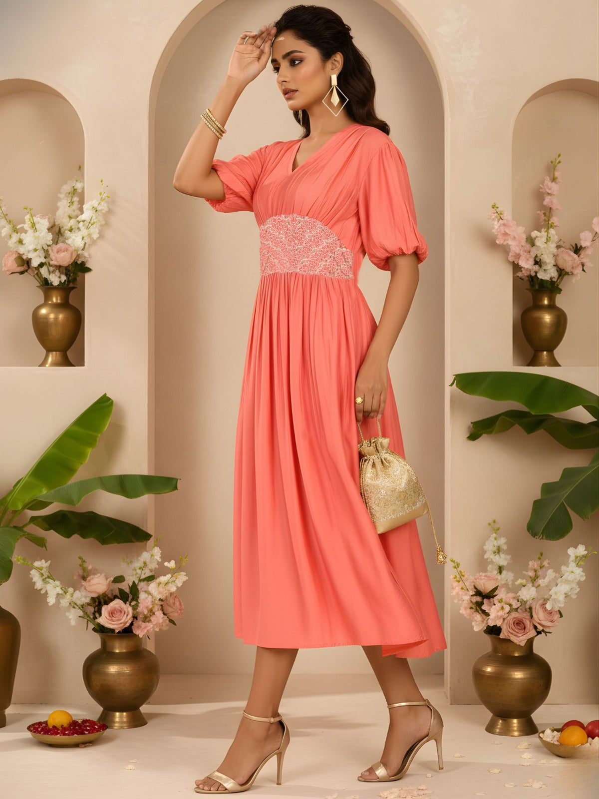 Super pretty viscose silk designer one piece with pocket