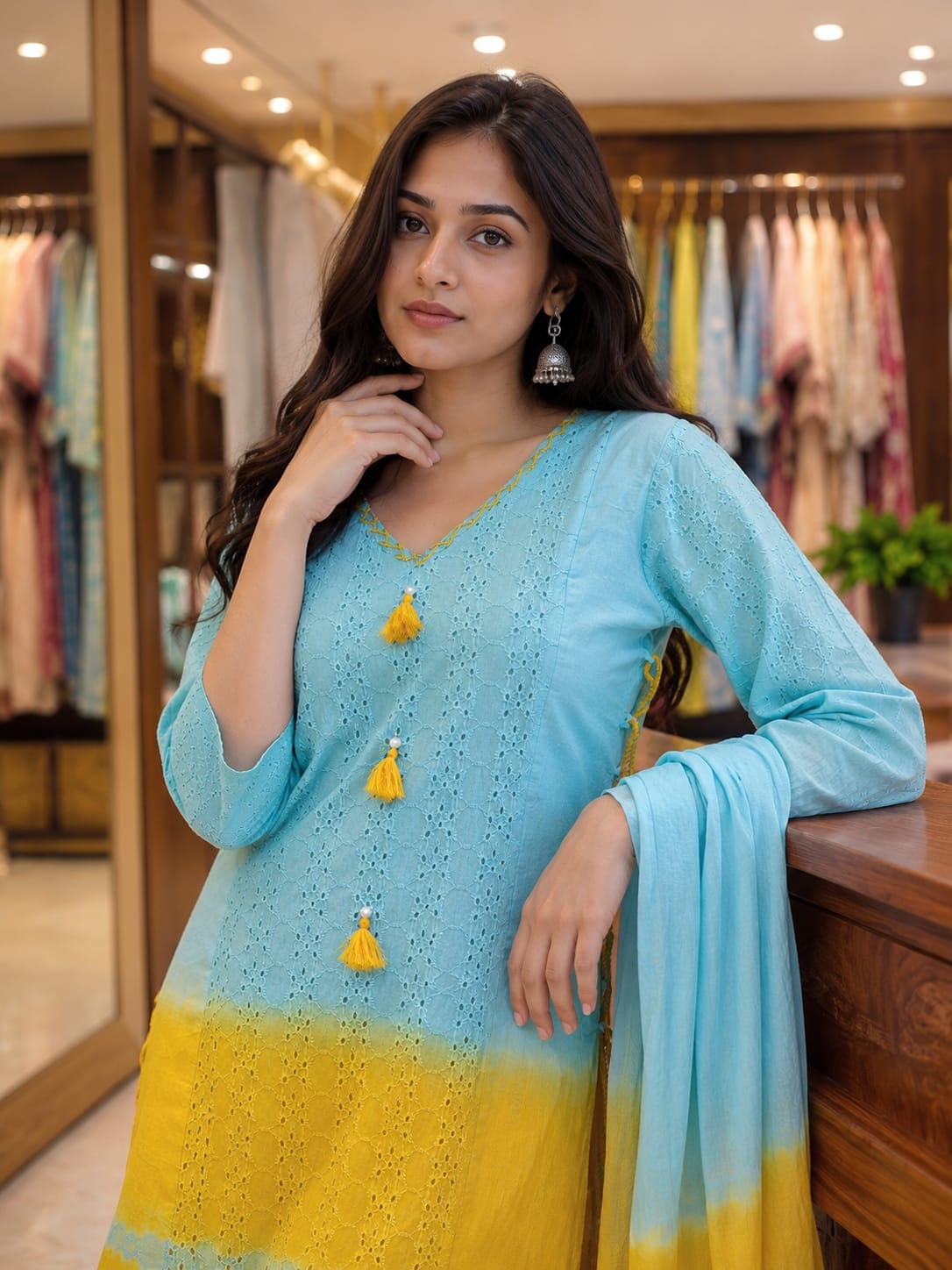 Super pretty shifli cotton suit with Dori in ombré