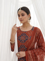 Cotton ajrakh plazzo full suit set in red
