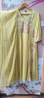 Super pretty Mul cotton embroidered in like yellowFull suit