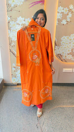 Pure cotton applique suit set in orange