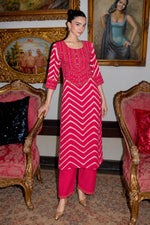 Gaji silk pink kurta pant