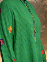 Super soft embroidered cotton top in green