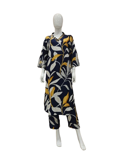 Pure muslin V neck with handwork kurta pant