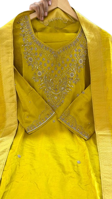 Gorgeous Dola silk hand work suit set