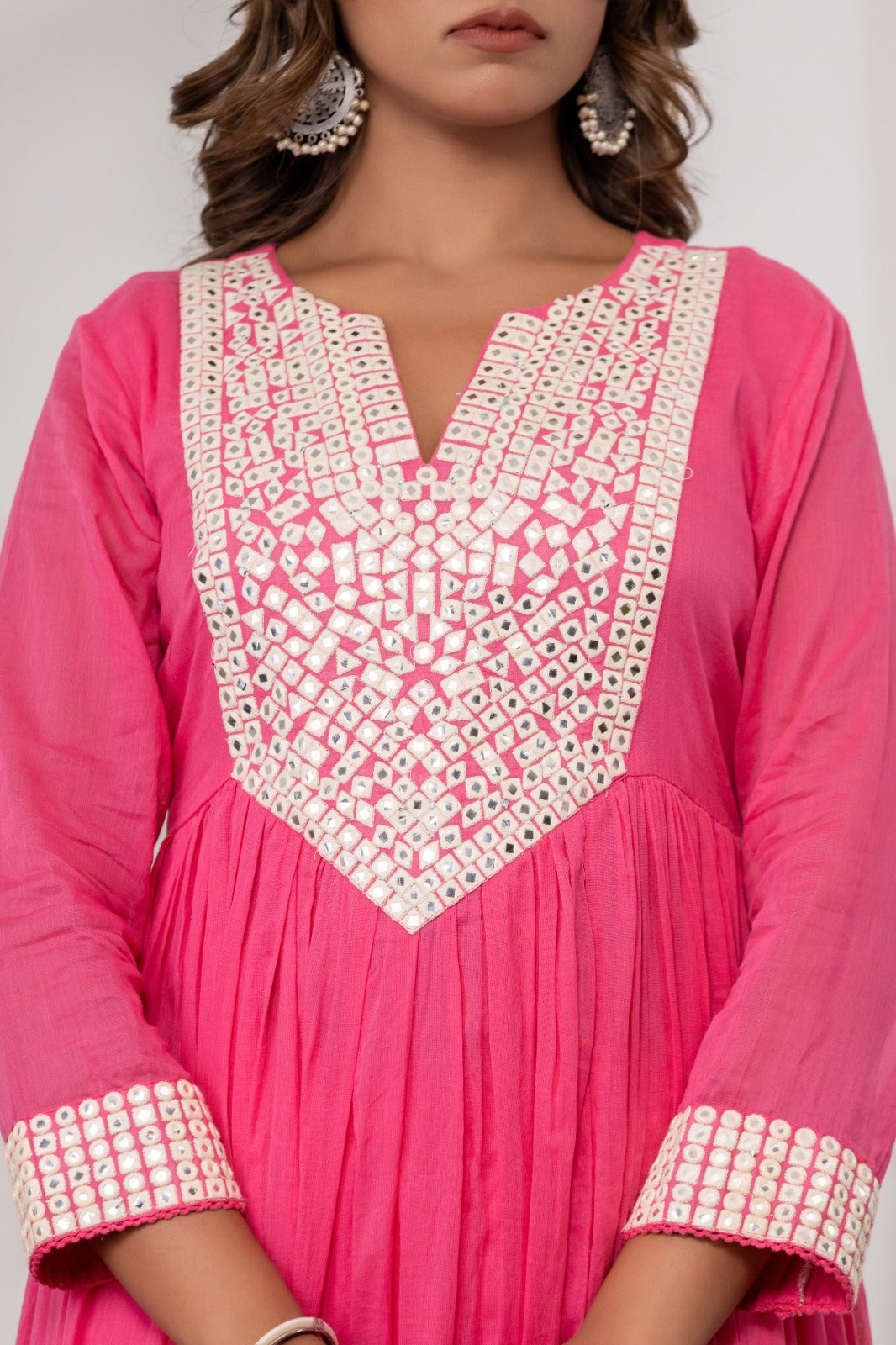 Premium mul cotton embroidered suit set set with lining