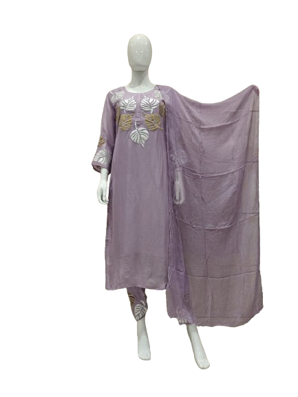 Pretty organza applique work suit set