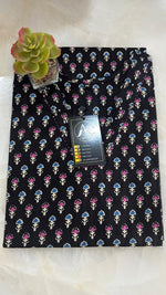 V neck cotton black kurta