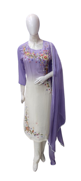 Pretty shimmer tissue embroidered suit set