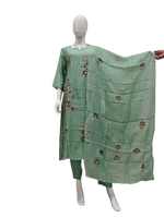 Premium mul chanderi embroidery suit set