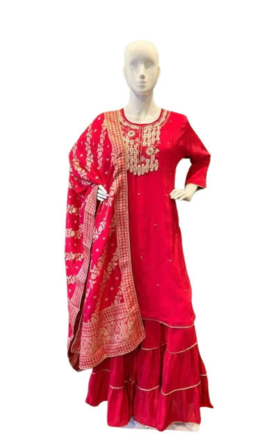 Premium crepe sharara set with pretty handwork