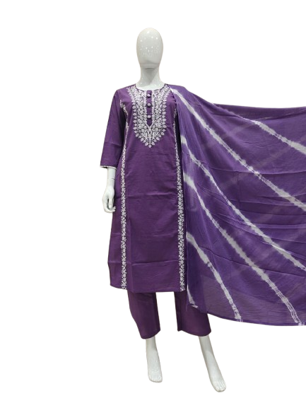 Pure cotton embroidered suit set