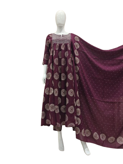 Pretty cotton anarkali suit set