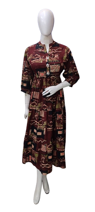 Premium cotton gown in wine