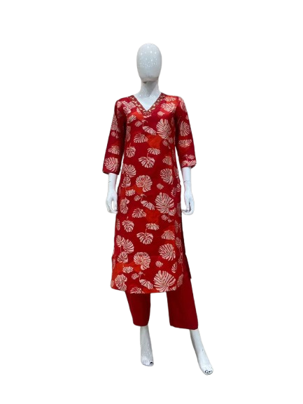 Red orangish muslin kurta pant