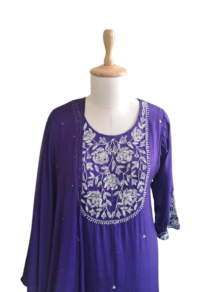 Premium dola silk with complete pearl work paired with organza dupatta